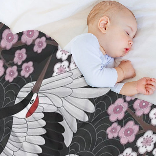 Japanese Cranes Eco-conscious Throw Blanket