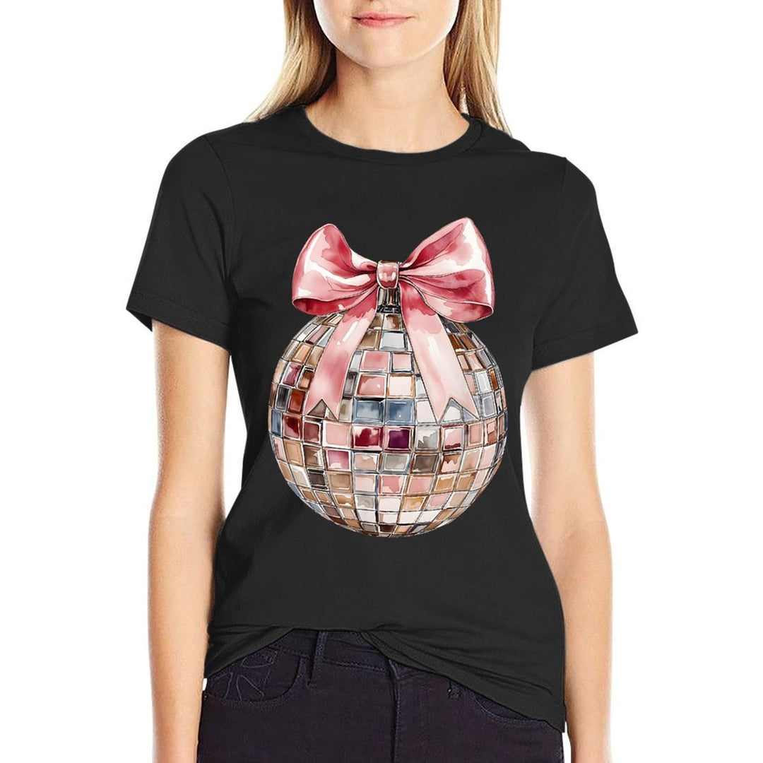 Retro Disco Ball Coquette Happy New Years 2025 Women Kids  Vintage-inspired T-Shirt