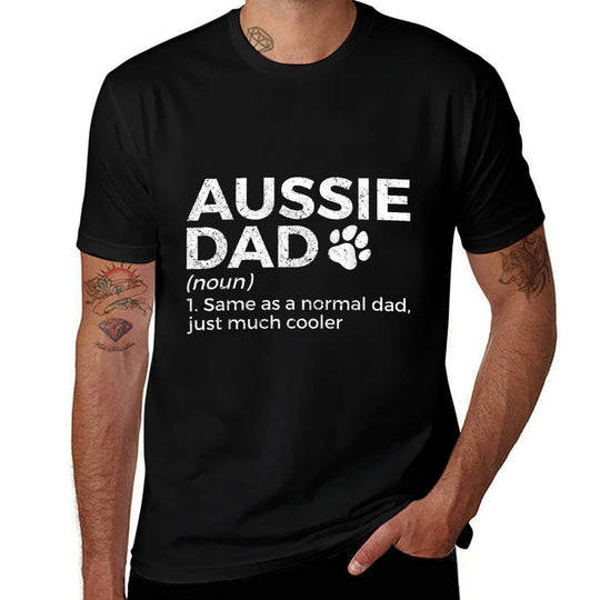 Funny Aussie Dad Definition Australian Shepherd Dog Dad Men Women Girls Kids  Relaxed-fit T-Shirt