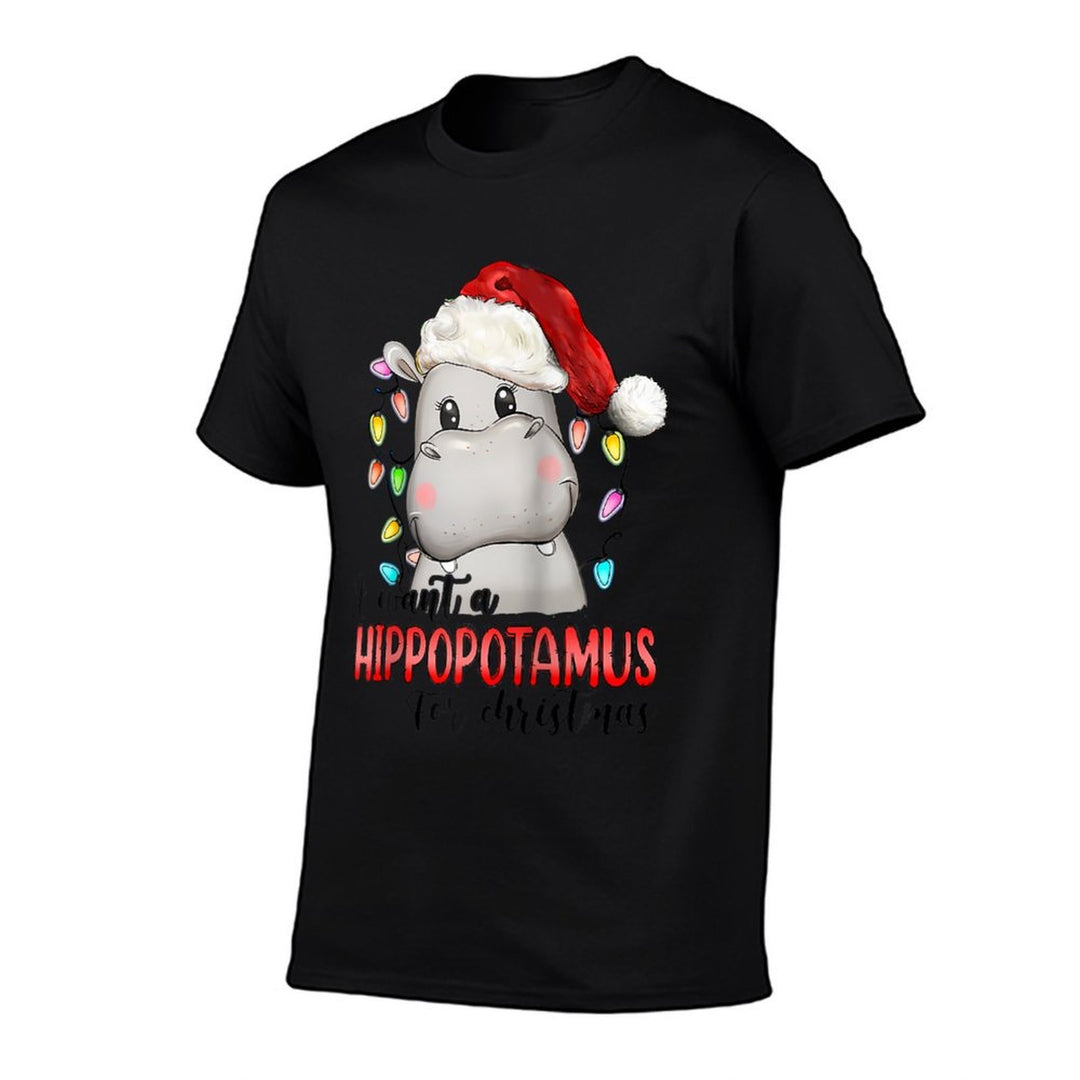 I Want A Hippopotamus For Christmas Xmas Hippo Lover Raglan Baseball  Rolled Sleeves T-Shirt