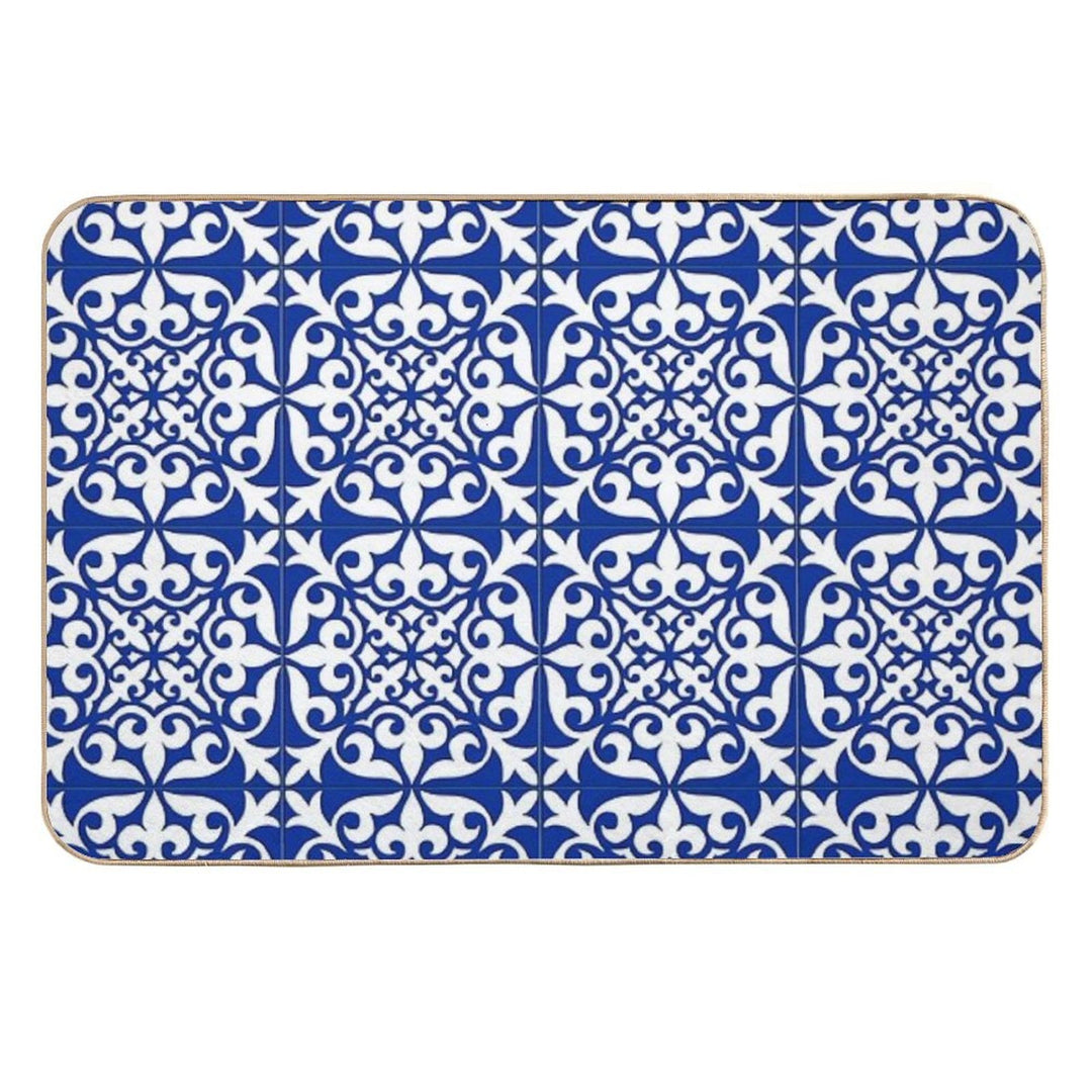 Moroccan Tile - Cobalt Blue  Odorless Bath Mat