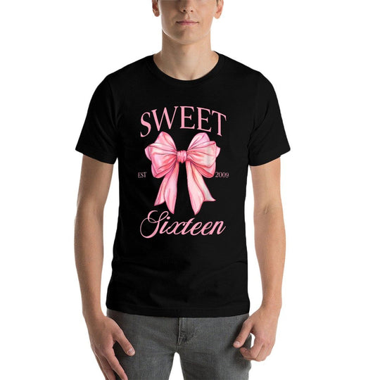 Groovy Sweet 16th Birthday Girl Coquette Bow 16 Year Old  Relaxed-fit T-Shirt