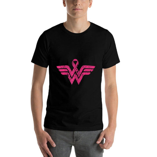 Vintage Retro Breast Cancer Awareness Pink Ribbon Superhero  Slim-fit Cut T-Shirt