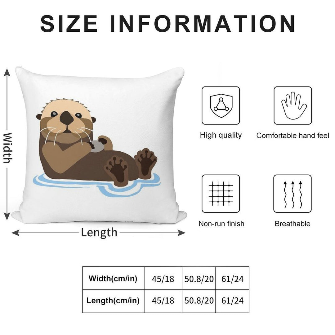 Otter Emoji Soft Decorative Cover Throw Pillow