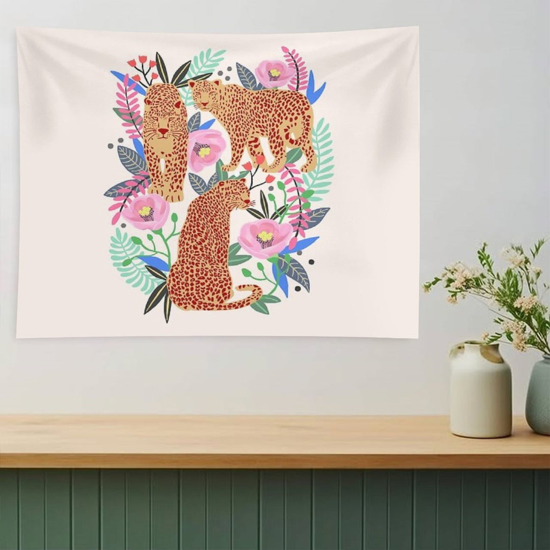 Leopard Idea, Leopard Print, Animal Print, Flower Print Tapestry