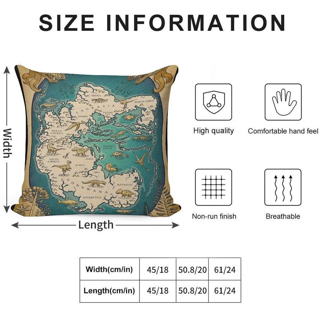 Map of The Supercontinent Pangaea Soft Shrink-Resistant Throw Pillow