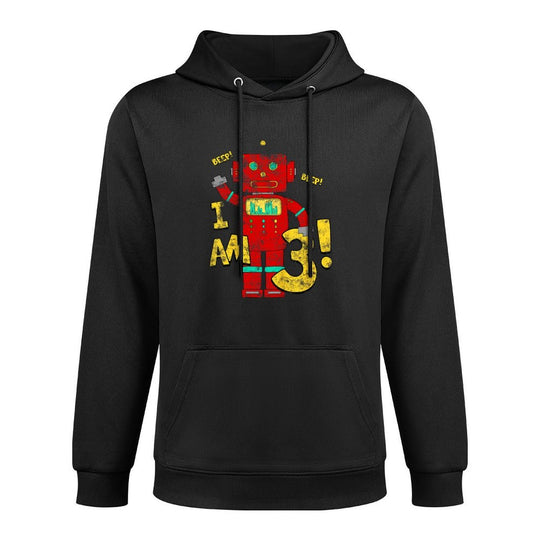 Kids 3rd Birthday. Boys 3 Years Birthday Party Robot Colorfast Hoodie