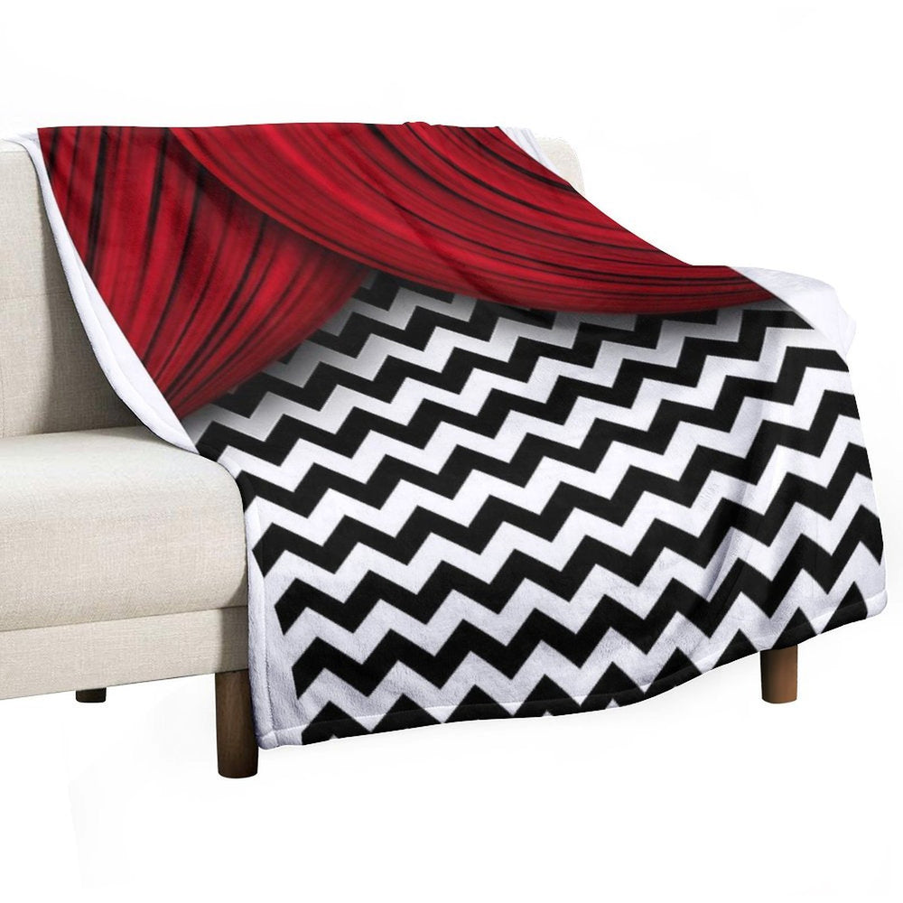 Twin Peaks Red Curtains Black And White Chevron Comfort Throw Blanket