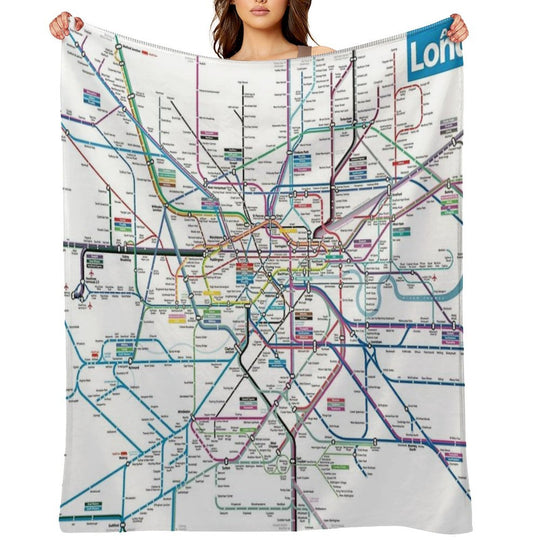London AllRail Map Lightweight Throw Blanket