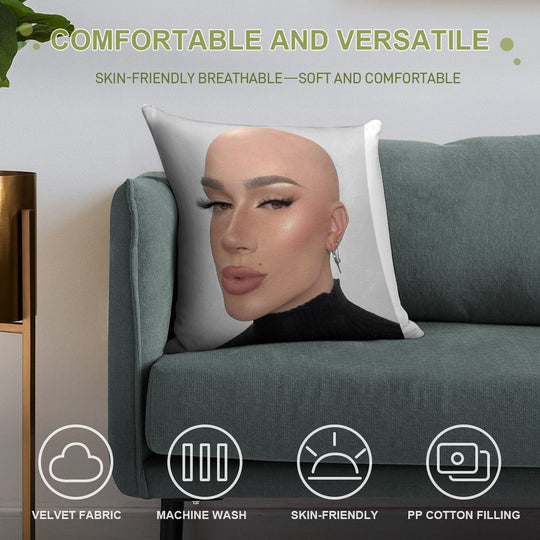 James Charles Bald Soft Reinforced Edging Throw Pillow