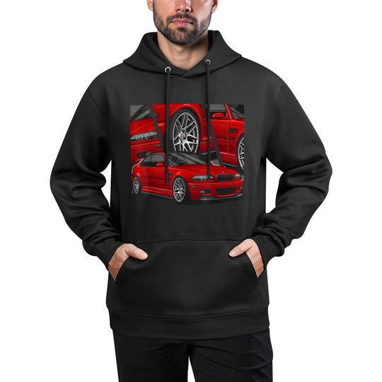 E46 Red Speed Machine - High-Performance Sports Car Cotton-Polyester Blend Hoodie