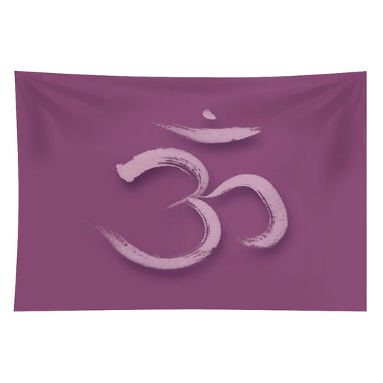 Sanskrit Om Or Aum Sacred Symbol of The Crown Chakra in Yoga Artistic Design in Purple Colors Art Print Tapestry