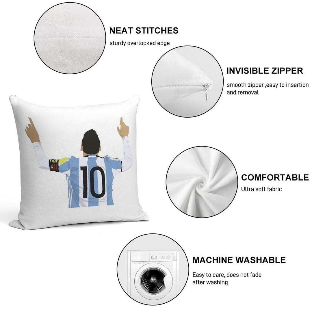 Lionel Messi Sticker Soft Reinforced Edging Throw Pillow
