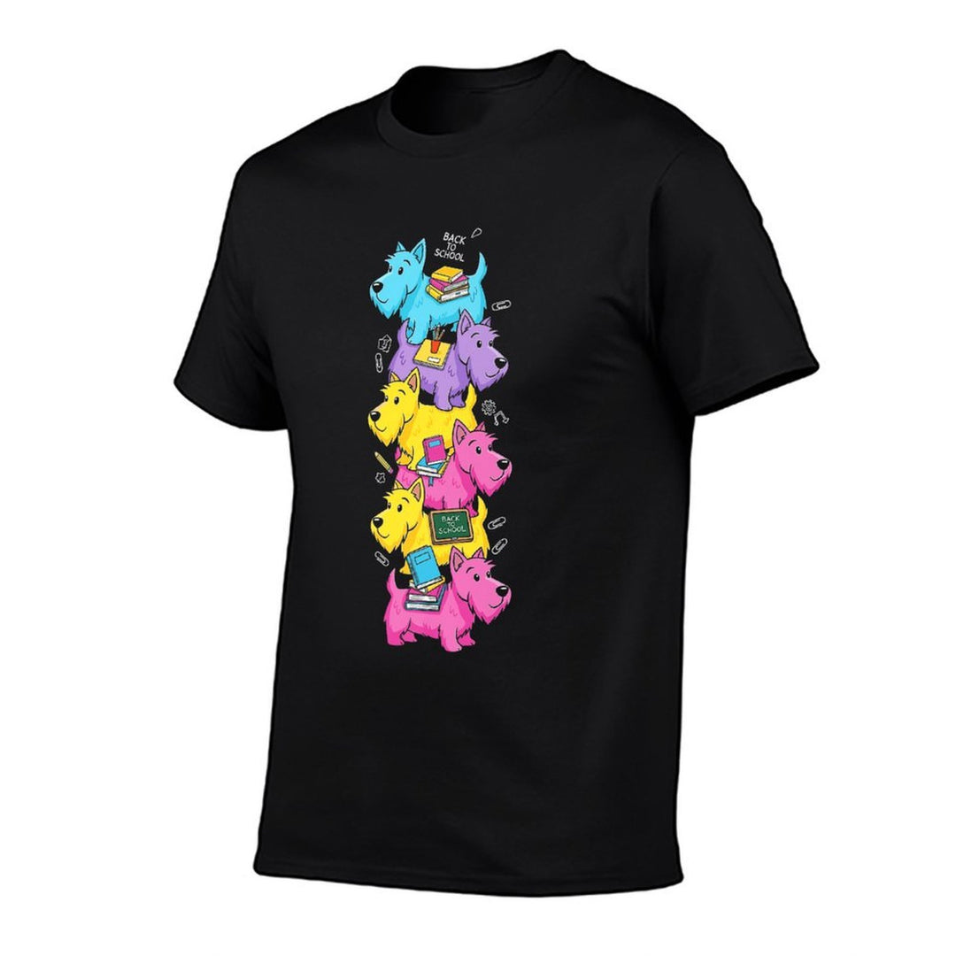 Scottish Terrier Colorful Rainbow Back to School Boys Girls Premium  Slim-fit Cut T-Shirt