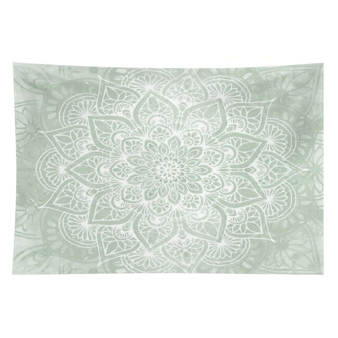 Mandala, Yoga Love, Sage Green, Boho Art Tapestry