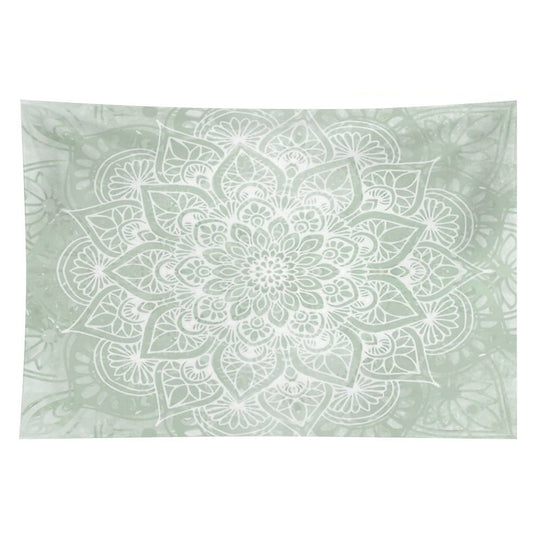 Mandala, Yoga Love, Sage Green, Boho Art Tapestry