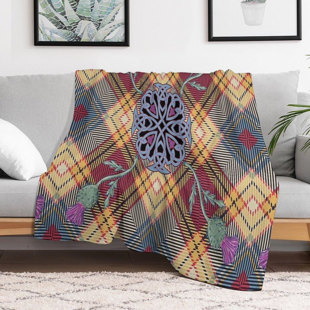 Scottish Thistle Tartan Easy Care Throw Blanket