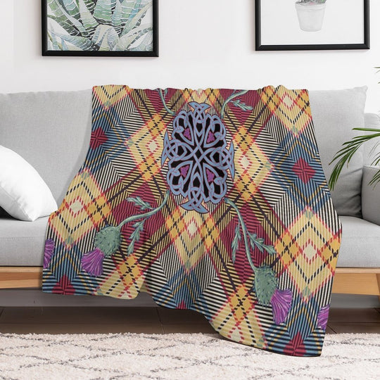 Scottish Thistle Tartan Easy Care Throw Blanket