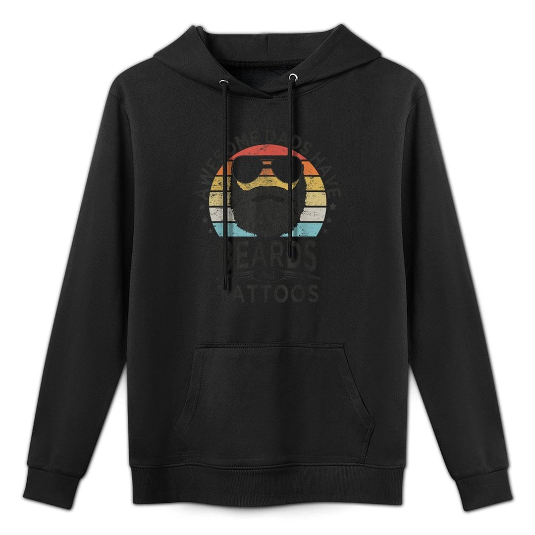 Awesome Dads Have Beards And Tattoos  Funny Bearded Dad Breathable Fabric Hoodie