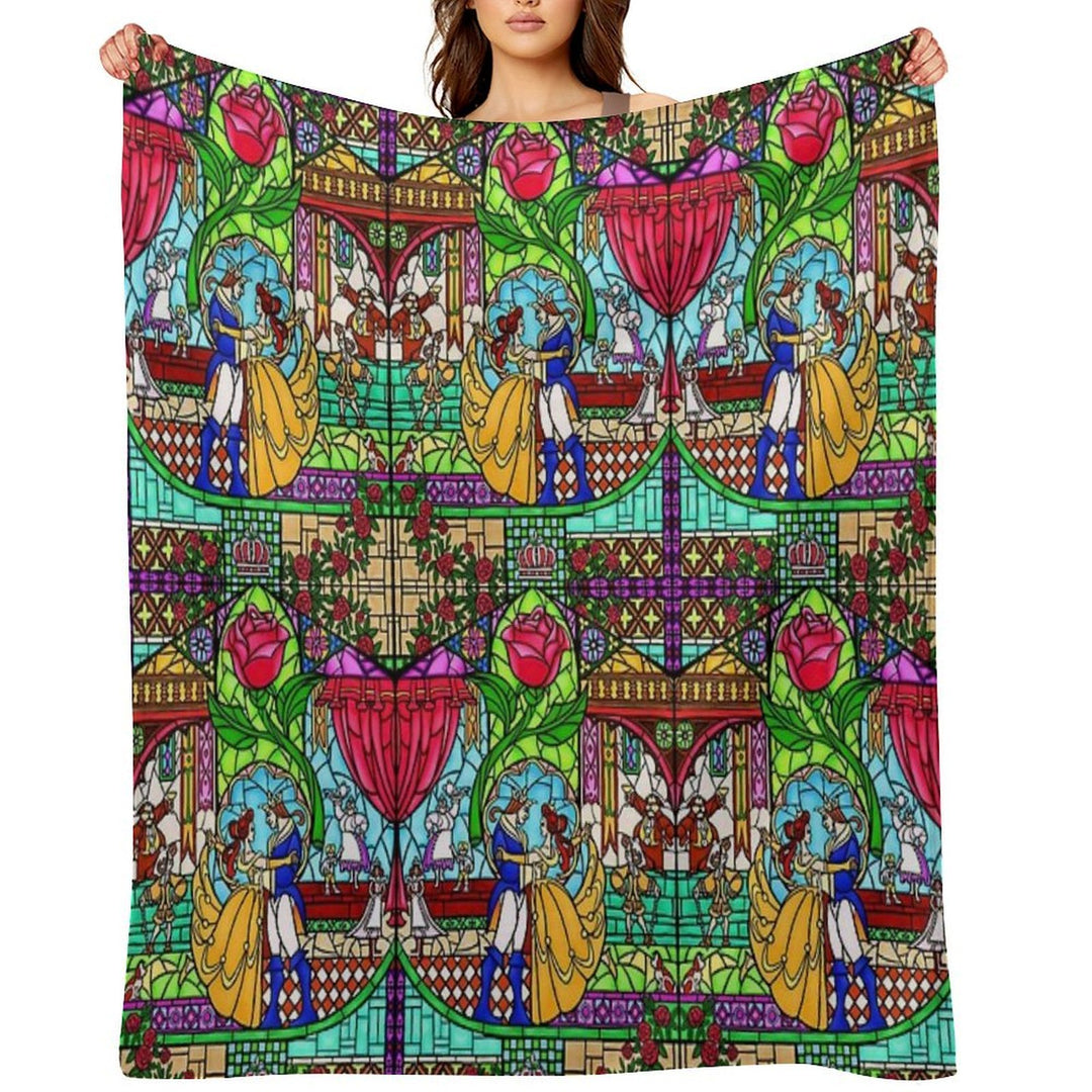 Patterns of The Stained Glass Window Plush Throw Blanket