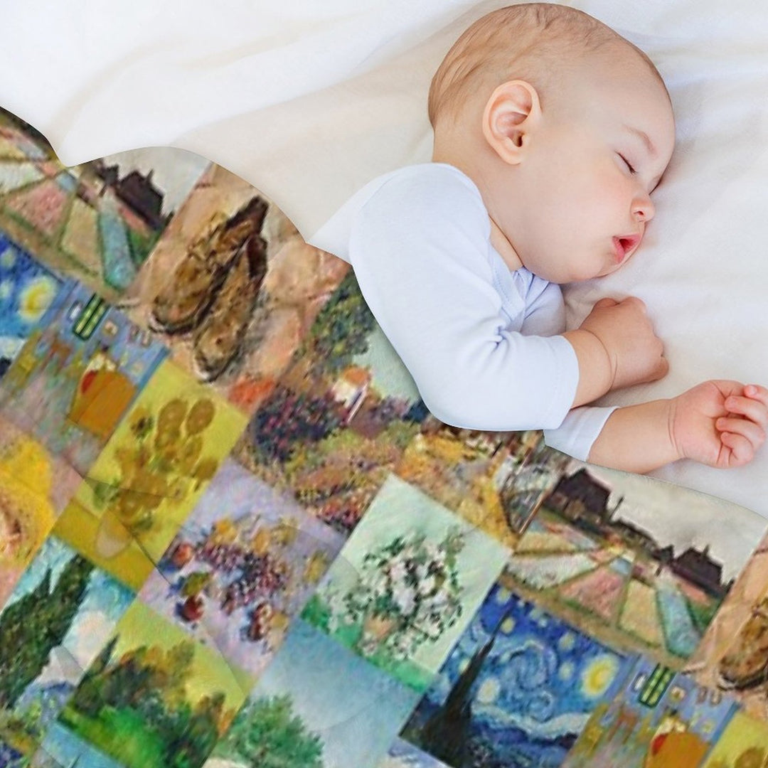 Van Gogh Collage Plush Throw Blanket