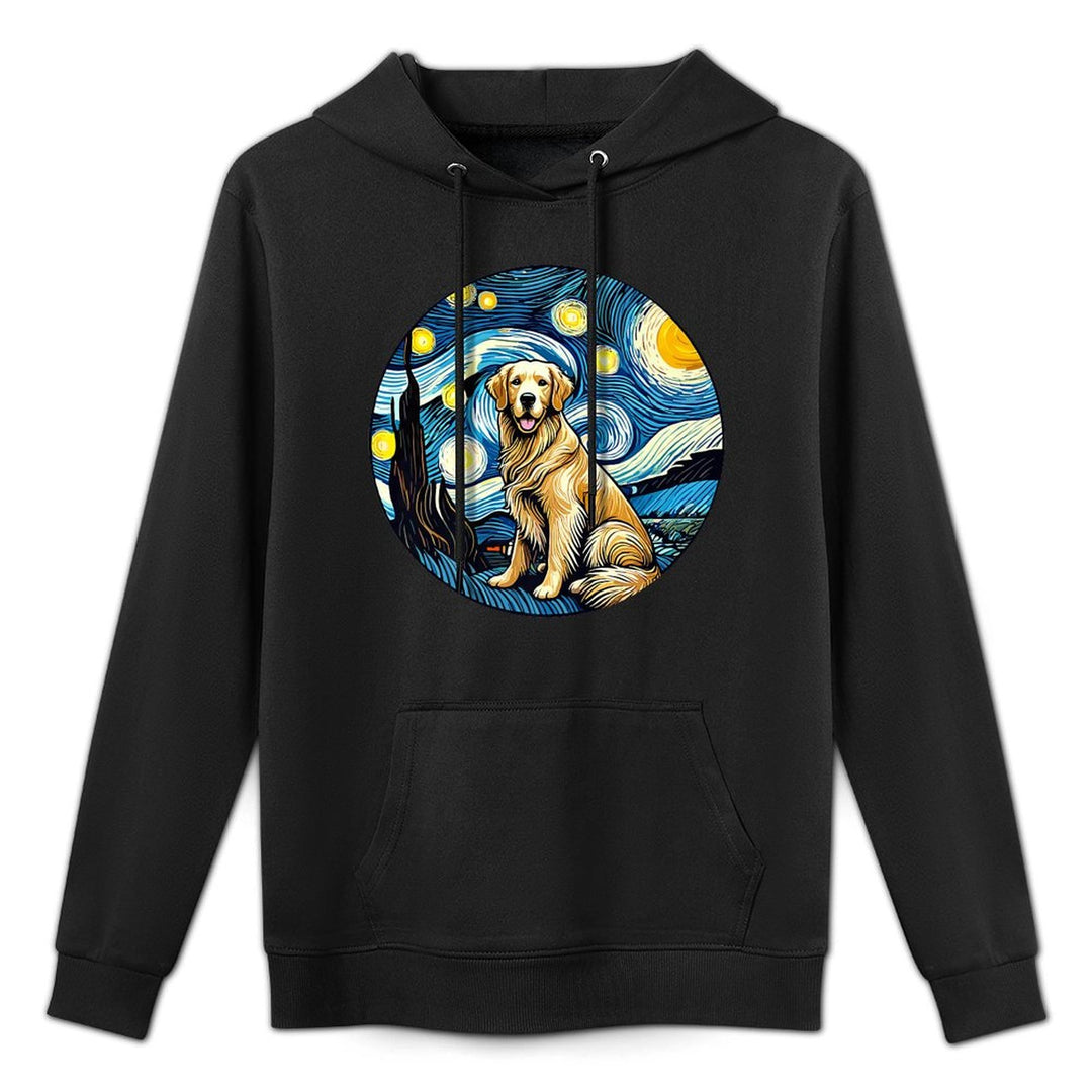 Golden Retriever Dog Mom Dad - Van Gogh Starry Night Style Premium Pilling-Resistant Hoodie