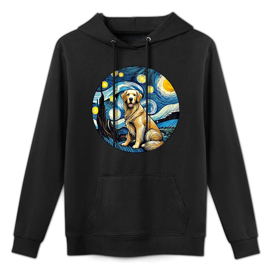 Golden Retriever Dog Mom Dad - Van Gogh Starry Night Style Premium Pilling-Resistant Hoodie