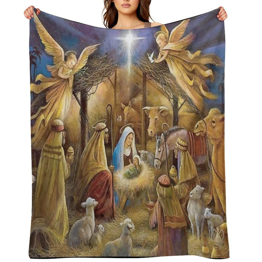 Christian Christmas Nativity Travel-friendly Throw Blanket