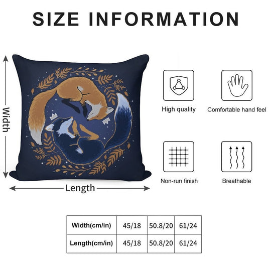 Night Foxes Soft Shrink-Resistant Throw Pillow