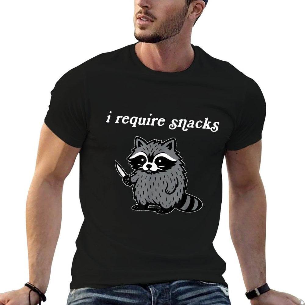 I Require Snacks Funny Raccoon Retro Raccoon Meme  Eco-friendly Material T-Shirt