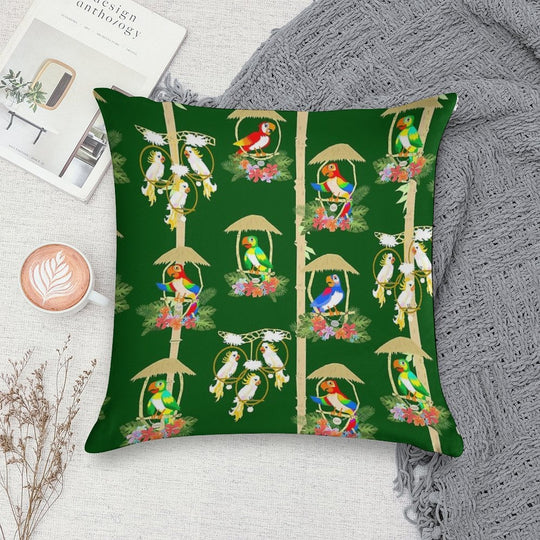 Tiki Room Birds Soft Hidden Zipper Throw Pillow
