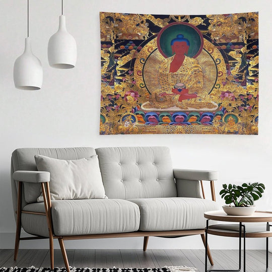 Mandala 116 Golden Amithaba Buddha Thangka Tapestry