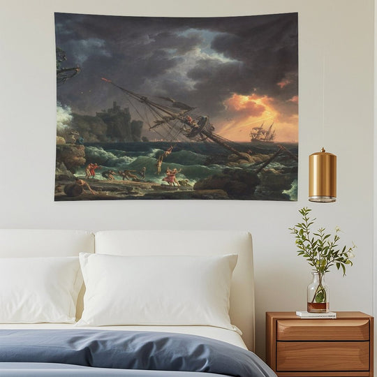 The Shipwreck  Claude-Joseph Vernet  1772 Ocean Storm Marine Ship Art Tapestry