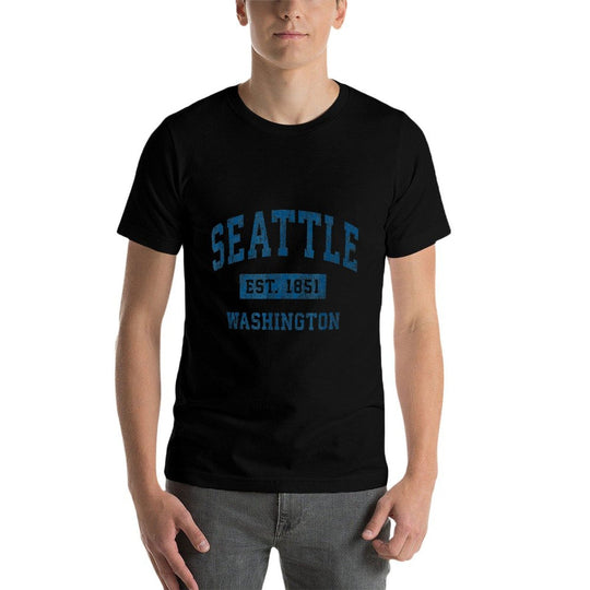 Seattle Washington WA Vintage Sports Design Navy Print  Affordable Price T-Shirt