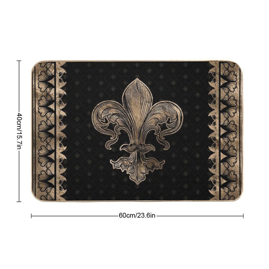 Fleur-de-lis - Black And Gold  Rapid-Drying Bath Mat