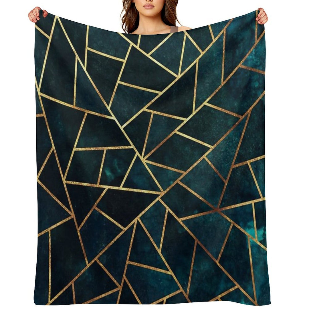 Deep Teal Geometric Machine-washable Throw Blanket
