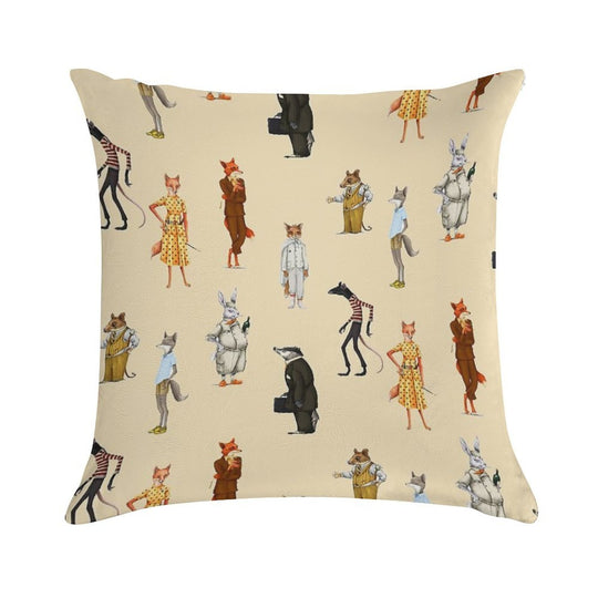 Fantastic Mr. Fox And Mrs. Fox Family Sticker Pack Soft Short Plush Fabric Throw Pillow
