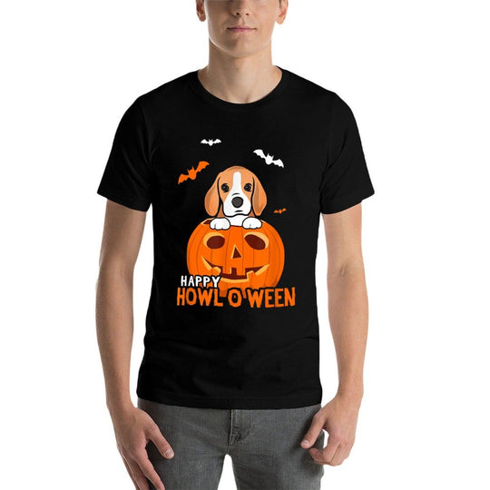 Cute Halloween Beagle Dog Pumpkin Costumes Thanksgiving Men Women Kids  Oversized Silhouette T-Shirt