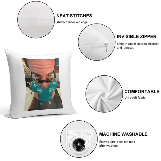 Fernando Alonso Soft Shrink-Resistant Throw Pillow