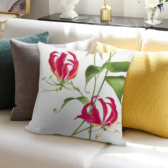 Gloriosa Rothschildiana  -  Flame Lily Soft Warmth Comfort Throw Pillow