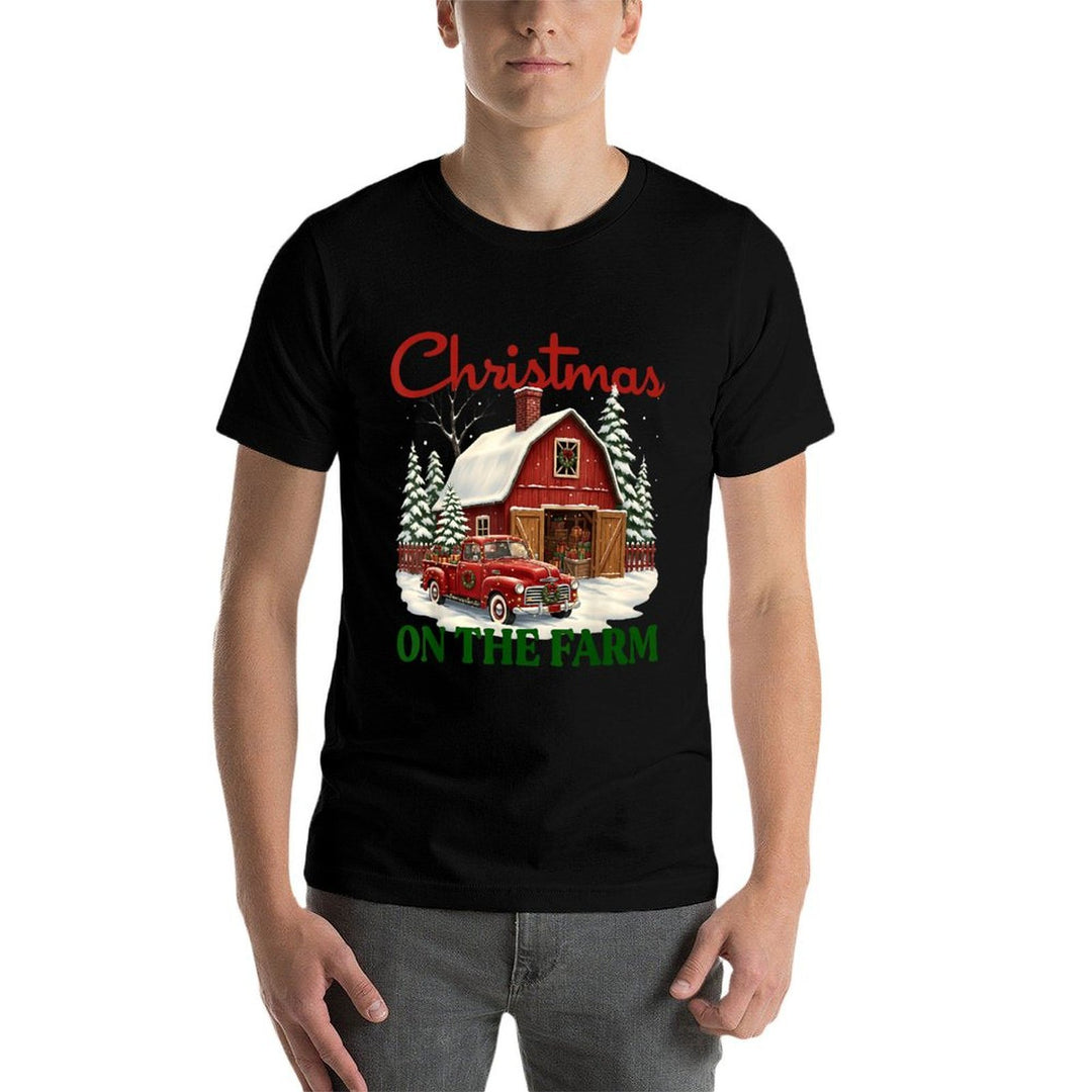 Christmas On The Farm Vintage Red Truck Barn Xmas Gift  Durable T-Shirt