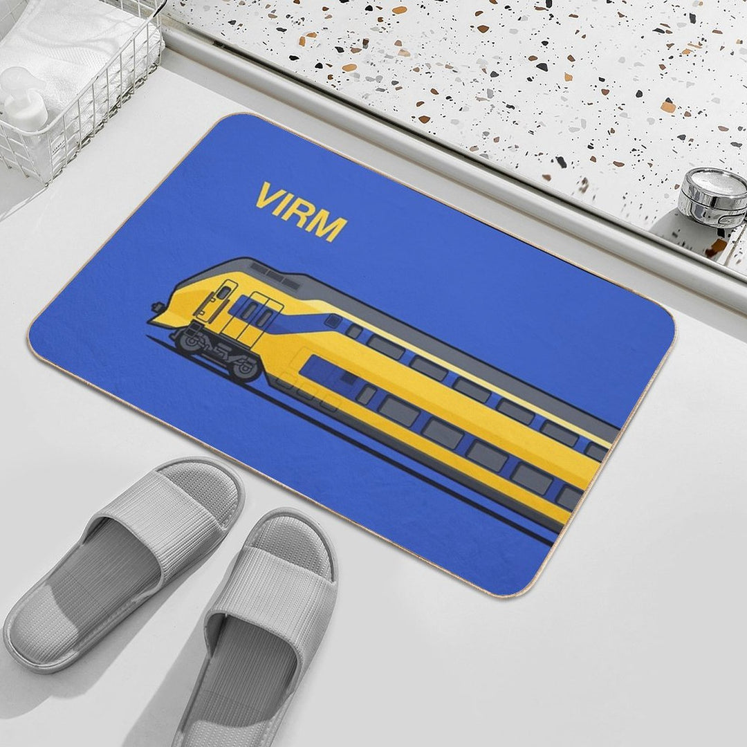 VIRM Blue Double Decker Train Side Netherlands Durable Bath Mat