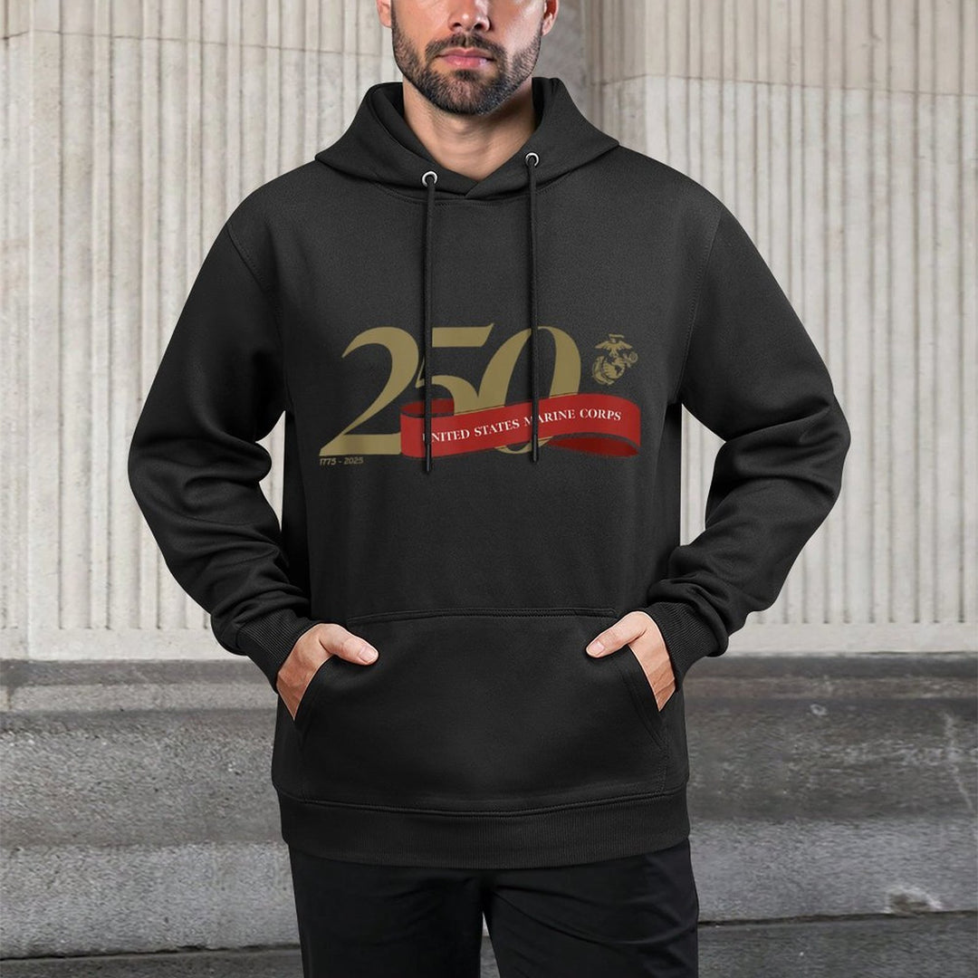 United States Marine Corps 250th Birthday Gold Logo All-Day Comfort Hoodie