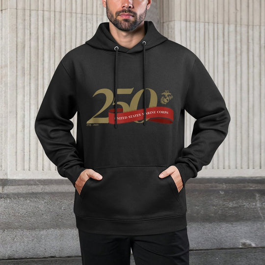 United States Marine Corps 250th Birthday Gold Logo All-Day Comfort Hoodie