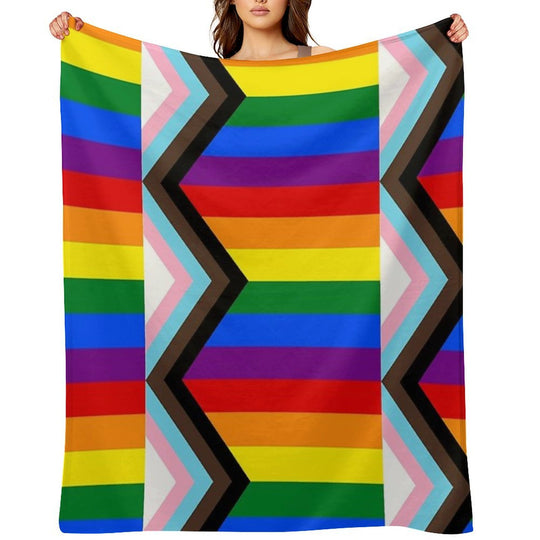 Progress Pride Flag Anti-pilling Throw Blanket