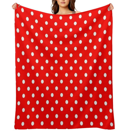 White Dots on Red Sustainable Throw Blanket