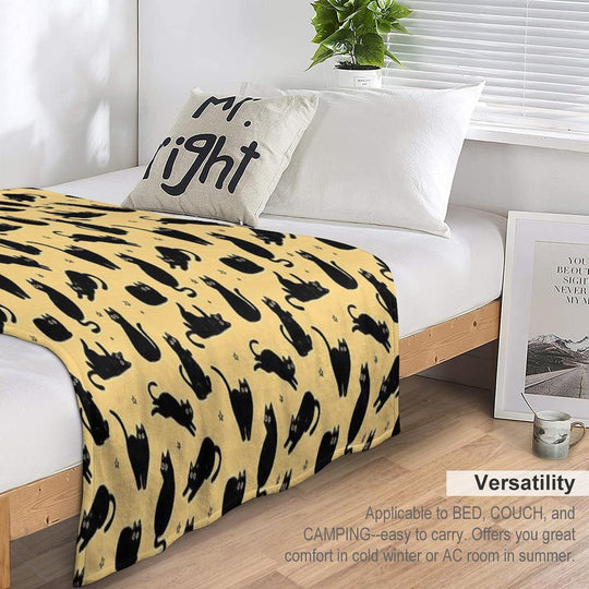 Black Cat Pattern Easy Care Throw Blanket
