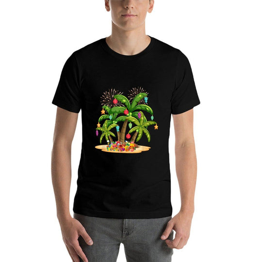 Christmas Palm Tree Light Hawaiian Tropical Xmas for Men Women Kids  Graphic-printed T-Shirt