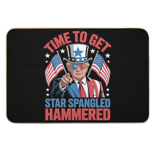 Trump 4th Of July Star Spangled Hammered Drinking Tee  Non-Slip Bath Mat