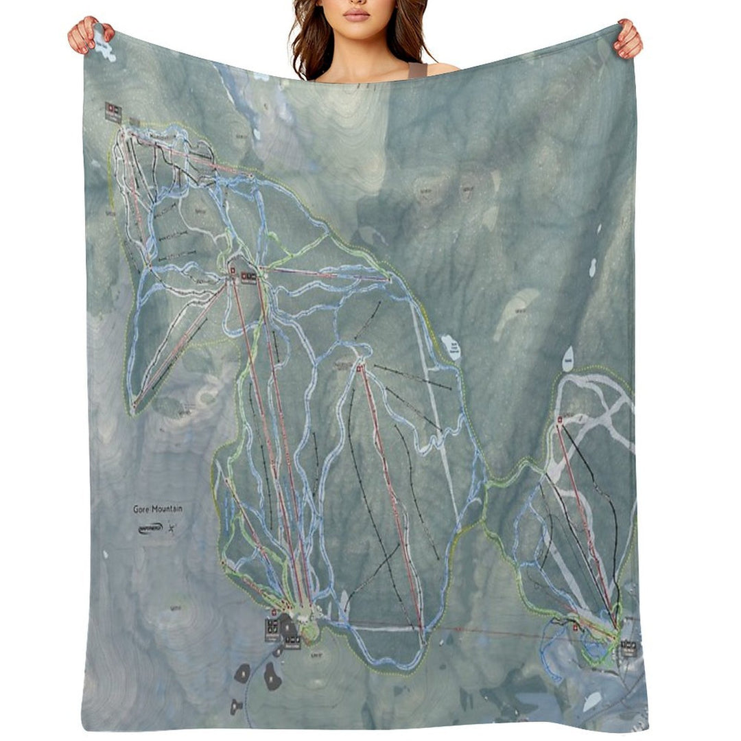 Gore Mountain Resort Trail Map Gift-ready Throw Blanket